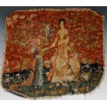 A Gros and Petit Point tapestry fragment of a woman and child, 35cm x 40cm approx.