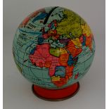 A mid 20th Century globe money box on small foot, maker's mark 'Gescha' and 'Western Germany',