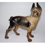 A Victorian cold painted iron model of a Boston Terrier, 24cm wide, 26cm high,