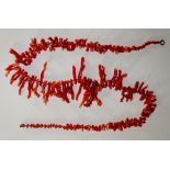 A red coral twig necklace,