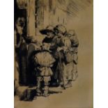 European School, late 19th Century - The Money Lender, engraving, image 19cm x 14cm,