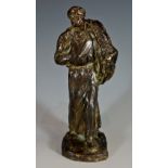 Aime Joules Dalou (1838- 1902) - a French bronze figure of a man carrying a coil of rope,