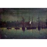 Sidney Barker - On The River Mersey, an evening scene, oil on canvas,