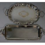 Two silver plated two-handled trays,