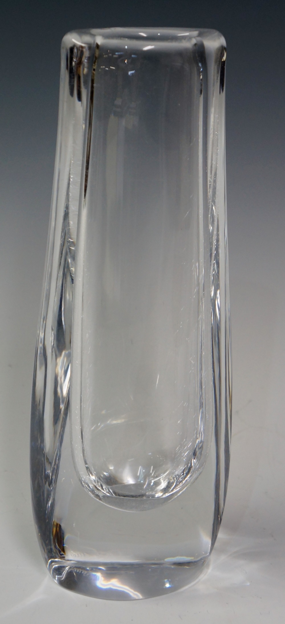 Daum  - a clear glass vase of tapered organic form, 23cm high engraved Daum, France,