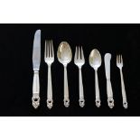 A sterling silver Royal Danish pattern part canteen of cutlery,