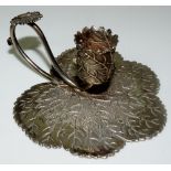 A George IV miniature chamberstick with leaf shaped base,