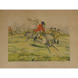 A set of four humorous hunting prints: I Have An Idea That This A Most Important And Effective Fall,
