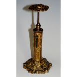 A Victorian gilded brass candlestick style postal weighing scale, top depicting a rose,