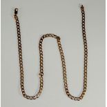 A 9ct gold flattened curb link 24" chain,