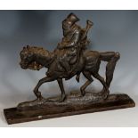 A cast iron door porter modelled as an Afghan on horse, 29cm wide, 23cm high,