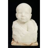 Joseph Else RBS, ARBS, FRBS - a white marble sculpture of an infant,