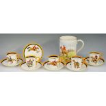 A Royal Worcester hunting pattern coffee service designed by H R Millais,