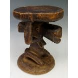 An African Congolese Chief's tribal trunk stool,