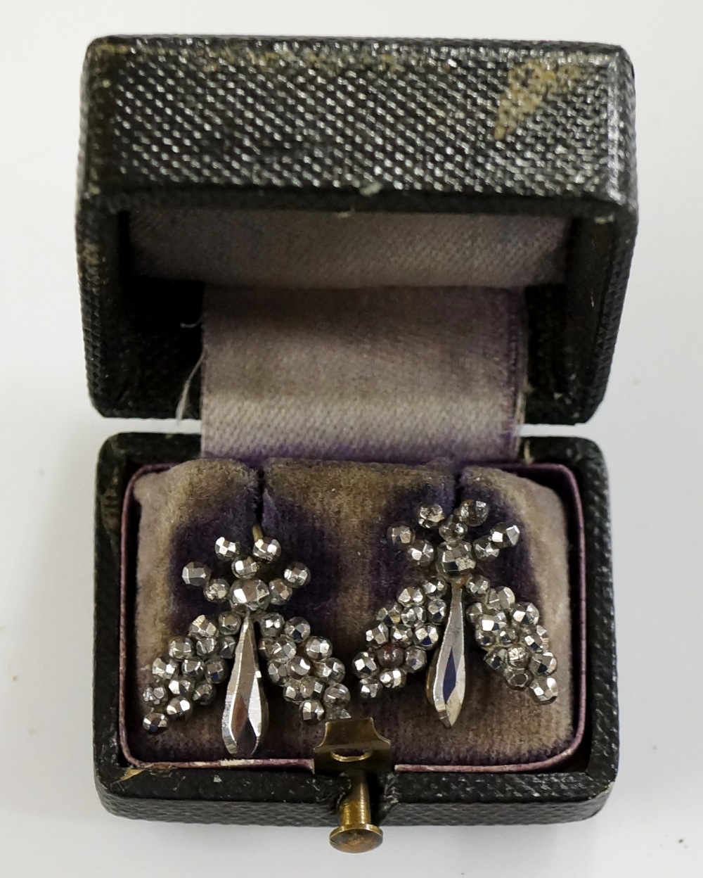 A pair of late 18th / early 19th Century cut steel earrings modelled as insects, - Image 2 of 2