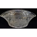 A Victorian cut glass bowl, the sides and base cut to resemble a wicker basket,