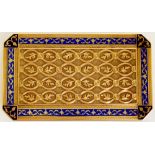 A Swiss rectangular two colour gold and blue enamel snuff box with canted corners,