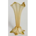 A Royal Worcester leaf moulded spill vase, graduated ivory to apricot with gilt and green detail,