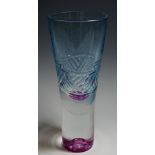 Caithness - a limited edition 'Cold Fusion' glass vase, decorated in tones of blue and pink,