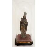 A 17th Century carved oak figure of the Virgin Mary and Child, applied silver crown, 24cm high,