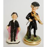 Two early 19th Century miniature figures - a gentleman wearing tricorn hat playing the violin