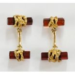 George Jensen ? - a pair of gentleman's cufflink's each with one long and one short octagonal brown