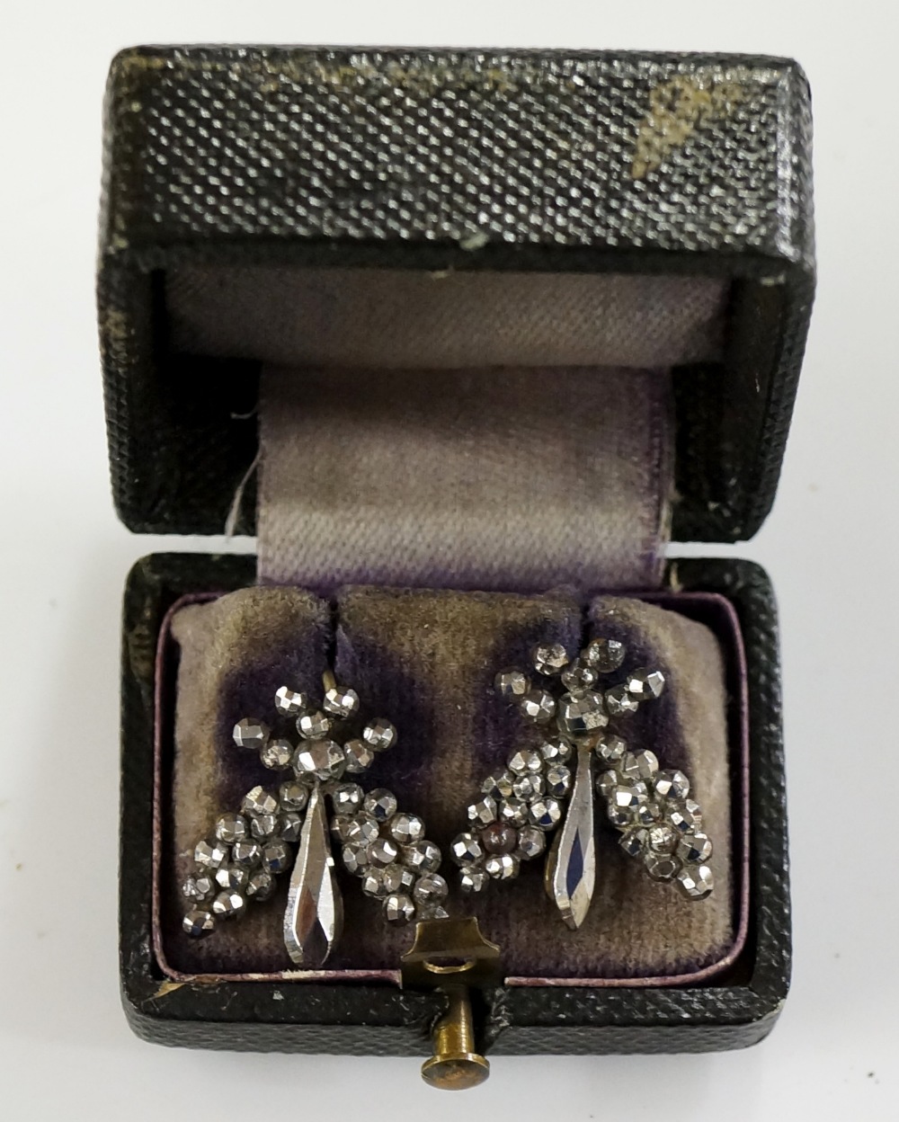 A pair of late 18th / early 19th Century cut steel earrings modelled as insects,