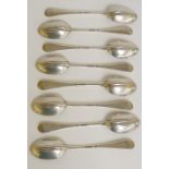 A set of eight late Victorian Old English Pattern teaspoons, the bowls with rat tails, FH, London