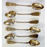 A set of six 19th Century Russian Fiddle pattern teaspoons,