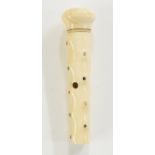 An ivory gemset parasol handle, various coloured stones, circular design to pommel, eyelets, 9.