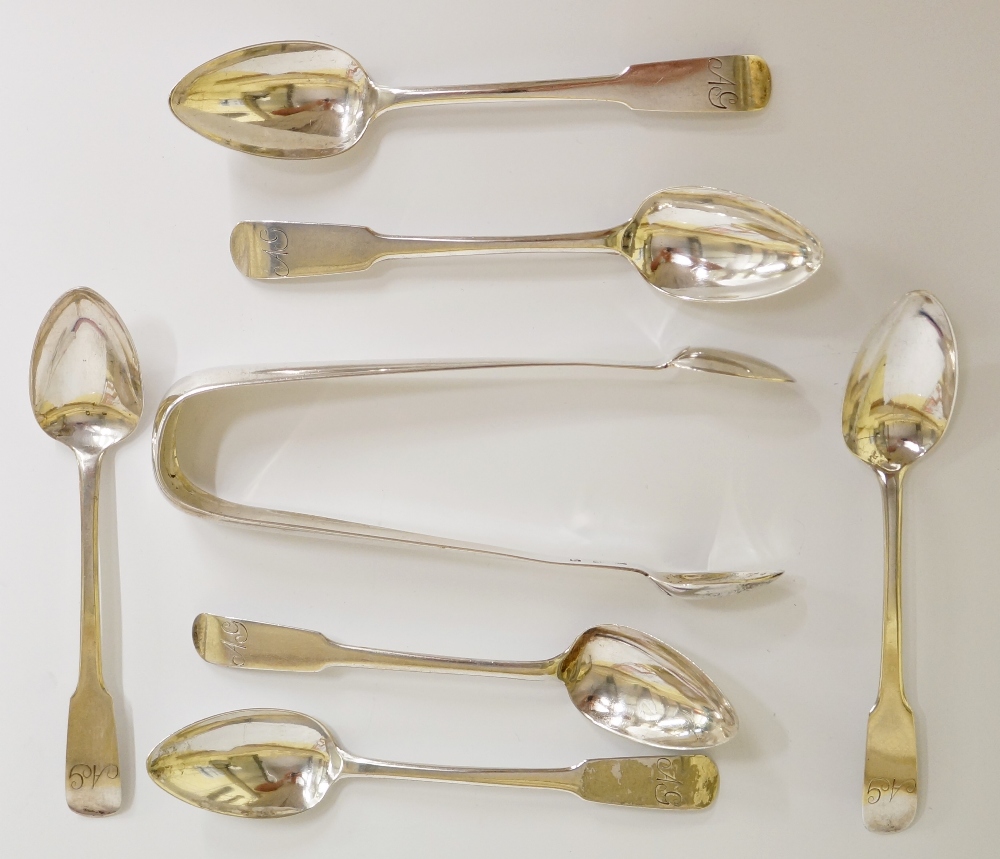 Scottish Provincial - a set of six 19th Century Fiddle pattern teaspoons, - Image 4 of 4