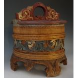 A mid 19th Century Danish polychrome decorated butter tub,