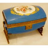 A 19th Century Sèvres porcelain gilt metal mounted blue ground domed casket,