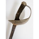 A George V officer's sword with engraved fullered blade, engraved with royal cipher to basket,