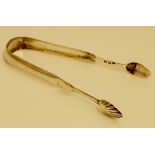 Scottish Provincial - a pair of mid 19th Century sugar tongs, plain,