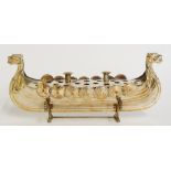 A Danish silver plated table centrepiece in the form of a Viking longboat,