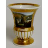 A fine Chamberlains Worcester miniature vase finely painted with a view of Malvern within a titled