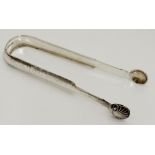 Scottish Provincial - a pair of early 19th Century Fiddle pattern sugar tongs,