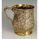 A Victorian christening mug, the body half lobed,