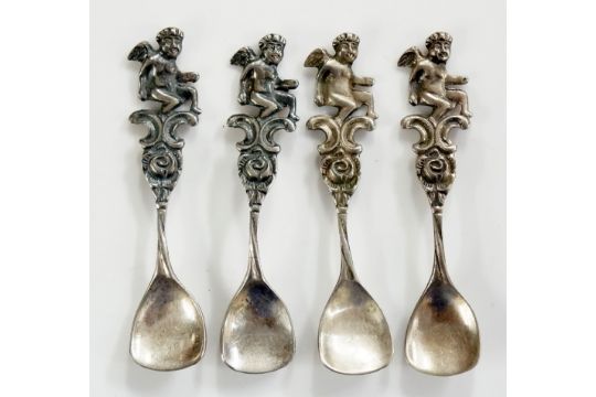 A set of four 19th Century Continental salt spoons, - Image 2 of 2