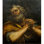 Guido Reni (after) - portrait of St Peter, oil on canvas, arched, 75cm x 62cm,