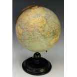 A Phillip's British Empire globe, papered card with lacquered brass register,