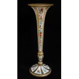 A large Bohemian trumpet vase with two cased cut glass panels to body,