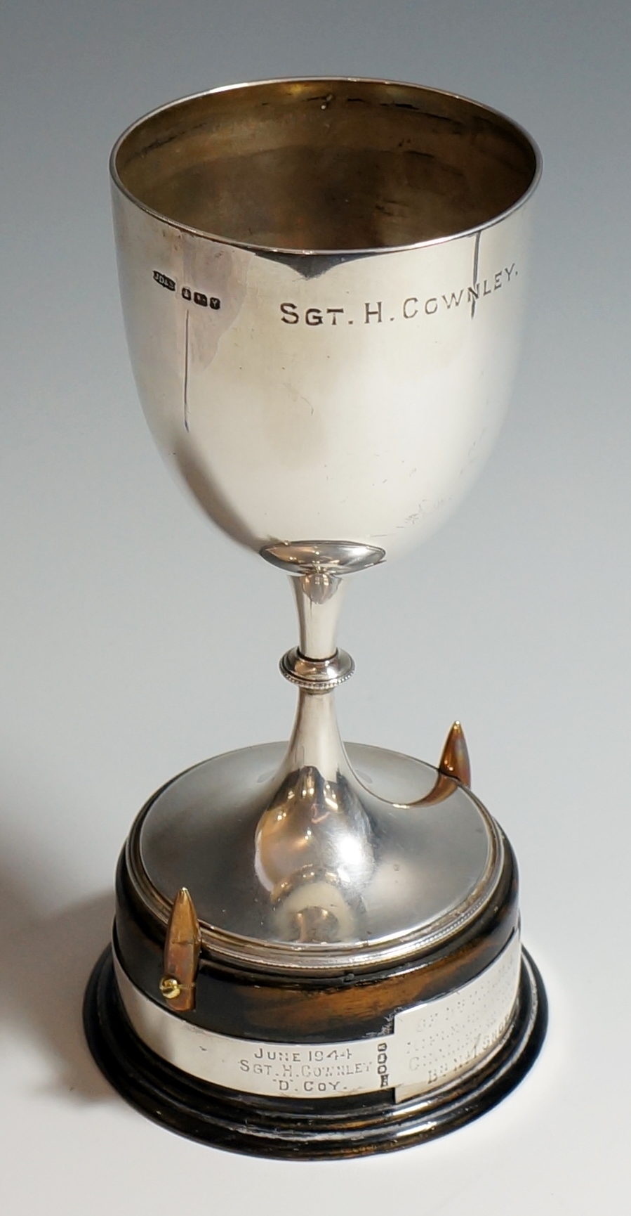 A late Victorian goblet mounted as a Challenge cup,