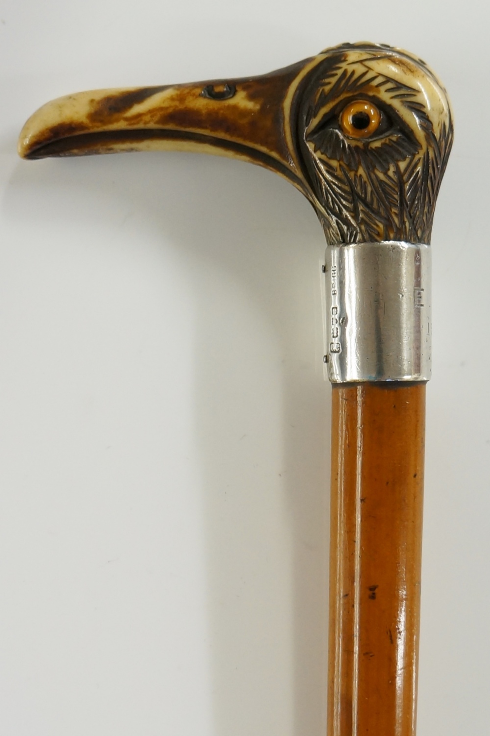 A Brigg of London antler topped walking stick carved in the form of a bird's head, - Image 3 of 3