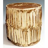 An Africa zebra skin drum of cylindrical shape, 18cm diameter,