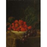John Eyers (active 1849-1868)- still life of strawberries and grapes on a table, oil on panel,