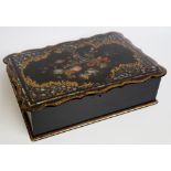 A Victorian black papier maché writing slope,