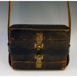 A James Dixon & Sons, Sheffield black leather double cartridge case with brass fittings,