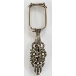 A pair of German marcasite and seed pearl set steel lorgnettes of clip design,
